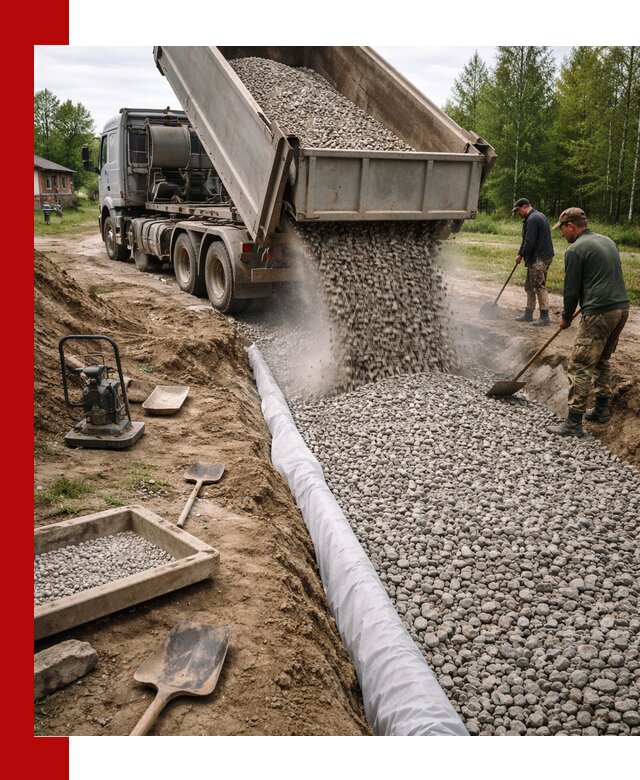Гравий для дренажа с доставкой в Кулебаках качественный и недорогой