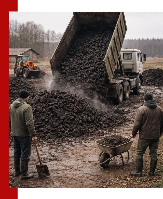 Доставка низинного торфа с разгрузкой и доставкой в Кулебаках