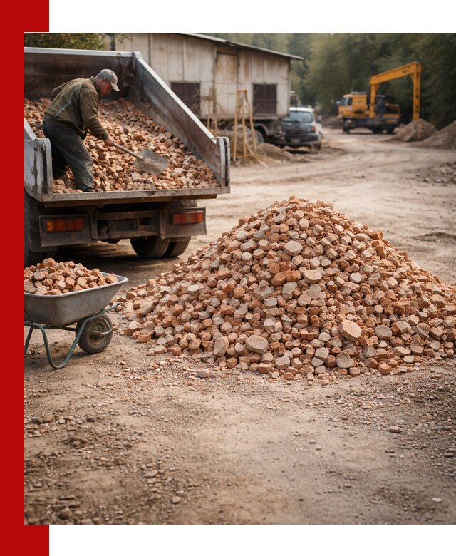 Доставка и подушка из боя кирпича с разгрузкой в Кулебаках