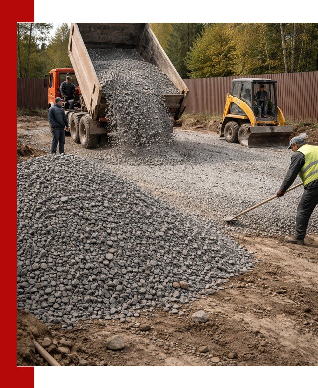 Отсыпка участка щебнем с доставкой и уплотнением в Кулебаках