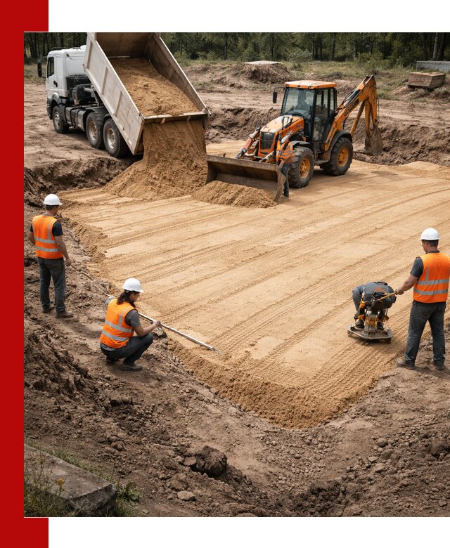 Устройство песчаной подушки для фундаментов и дорог в Кулебаках